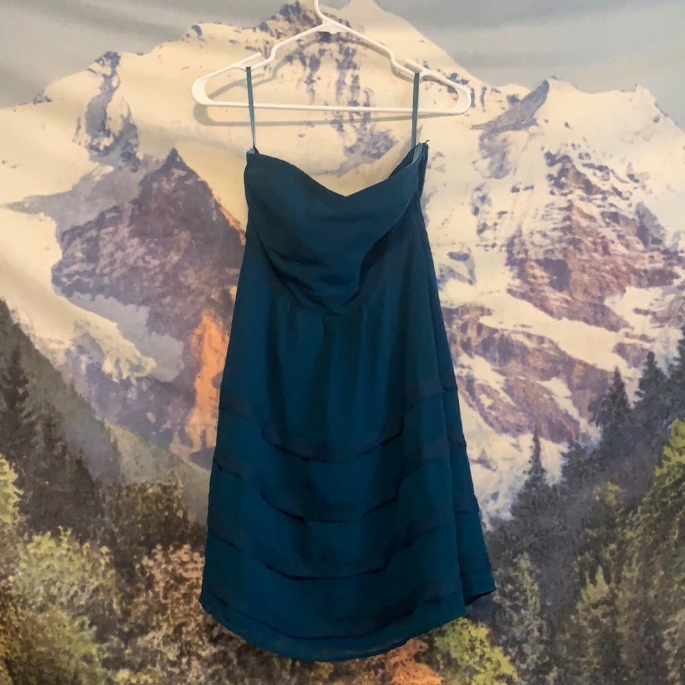 Evening dress - Mesh/Satin - Strapless - Aqua
